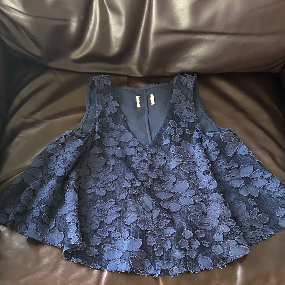 Anthropologie Maeve Blue Lace Cropped Tank Top
